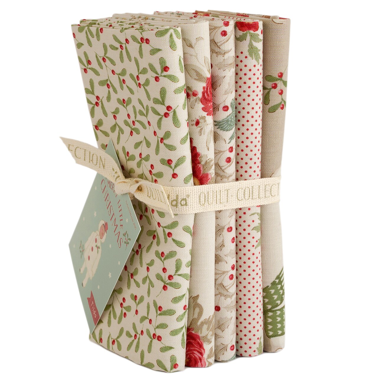 Tilda Merry Little Christmas 5 Piece Fat Quarter Bundle - 100% Cotton - Cream